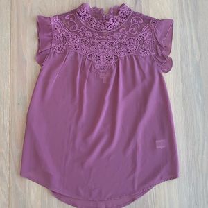 Self Esteem rose feminine top with lace S